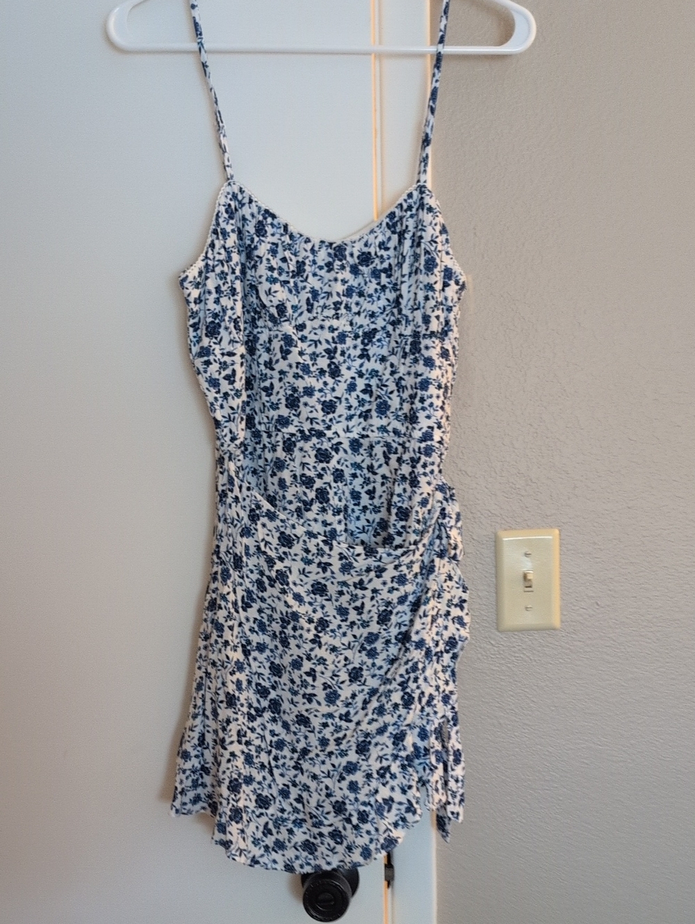 Trixxi White Mini Dress with Blue Floral Print